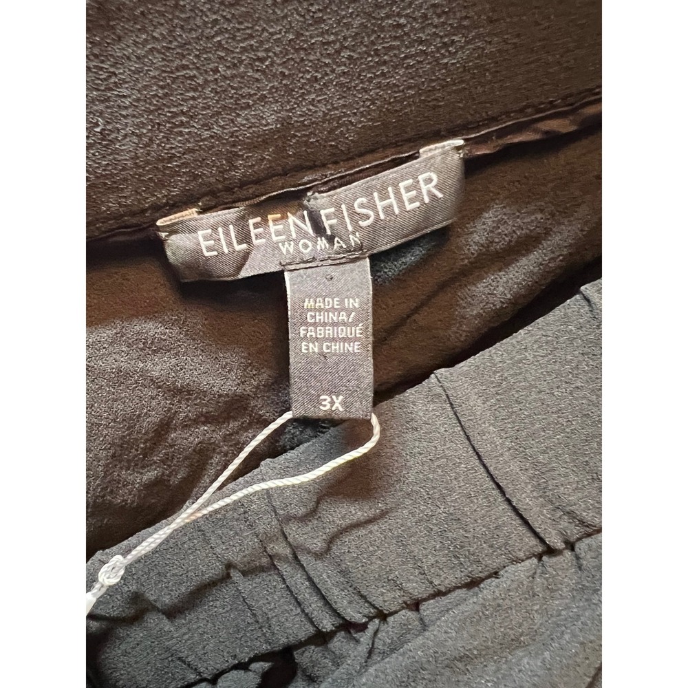 Eileen Fisher 3X Black Silk Pants Plus Size Elastic Waist Trousers‎ - Picture 13 of 14
